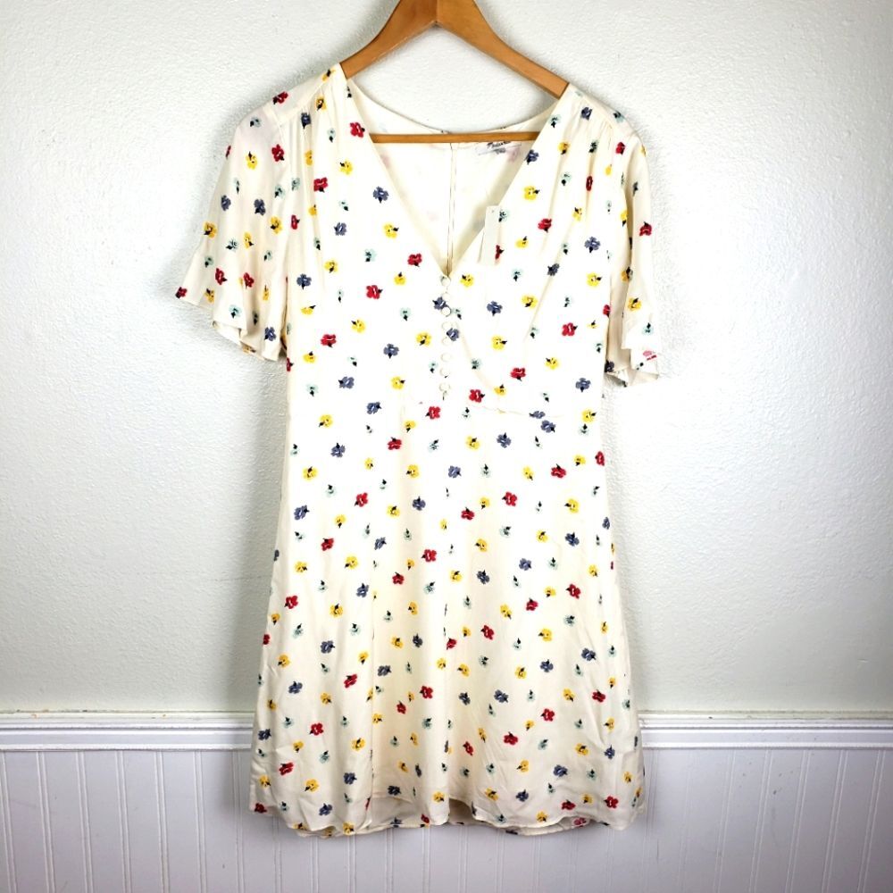Madewell NWT Spring/Summer Floral Print Cream Short Dress Size 08